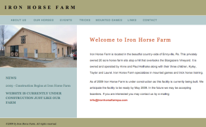 the new website of Iron Horse Farm