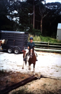 Minnow at the Chincoteague Pony Centre in 2001 with Chris Nelson